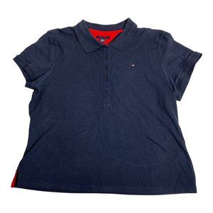 Tommy Hilfiger XL Polo Blouse Navy Blue Short Sleeve Uniform